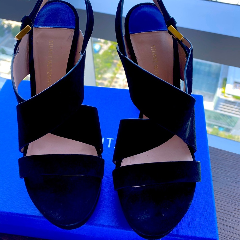 STUART WEITZMAN THE HESTER SANDALS  Black Suede M7